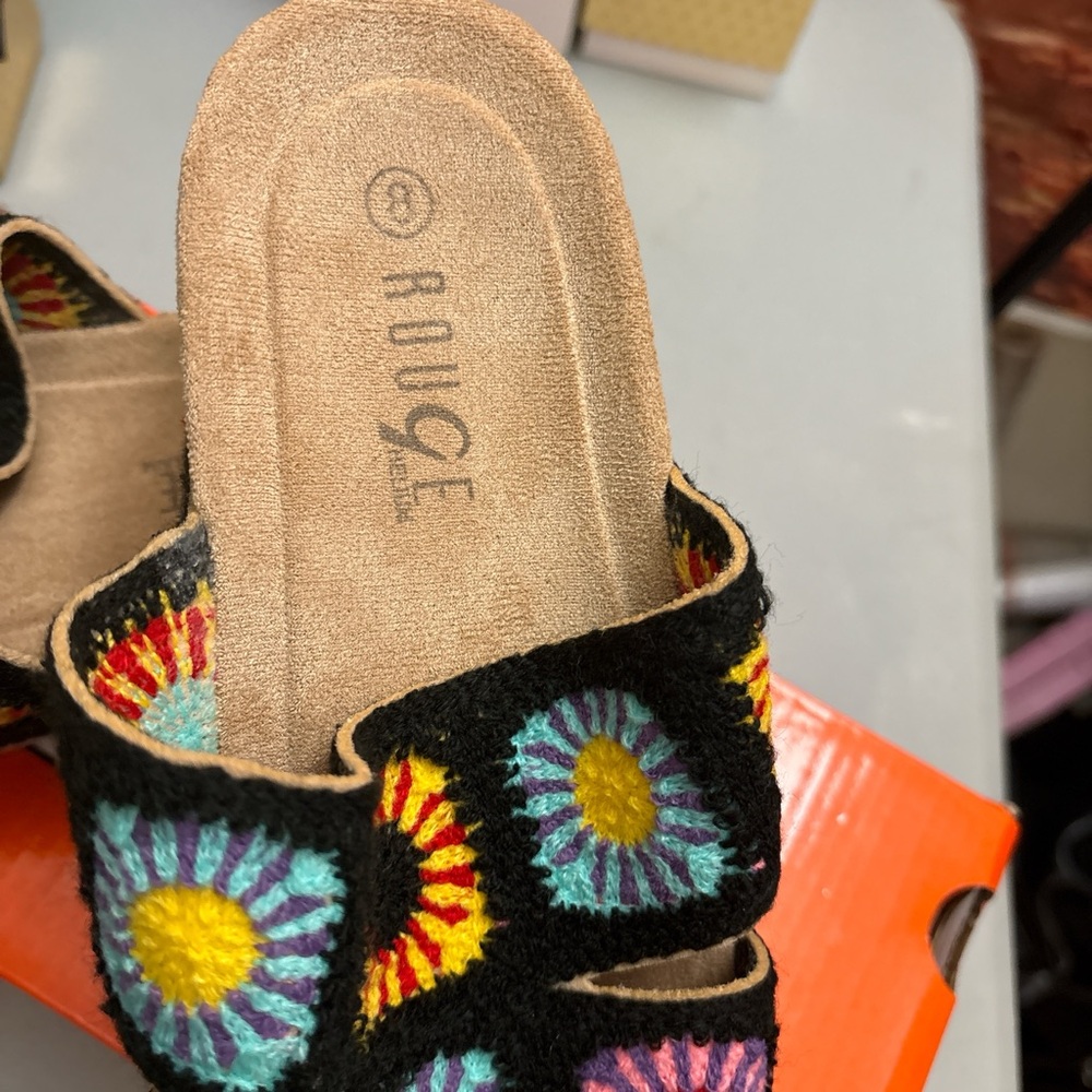 Rainbow Multicolor Embroidered Women's Sandals - Picture 2 of 3